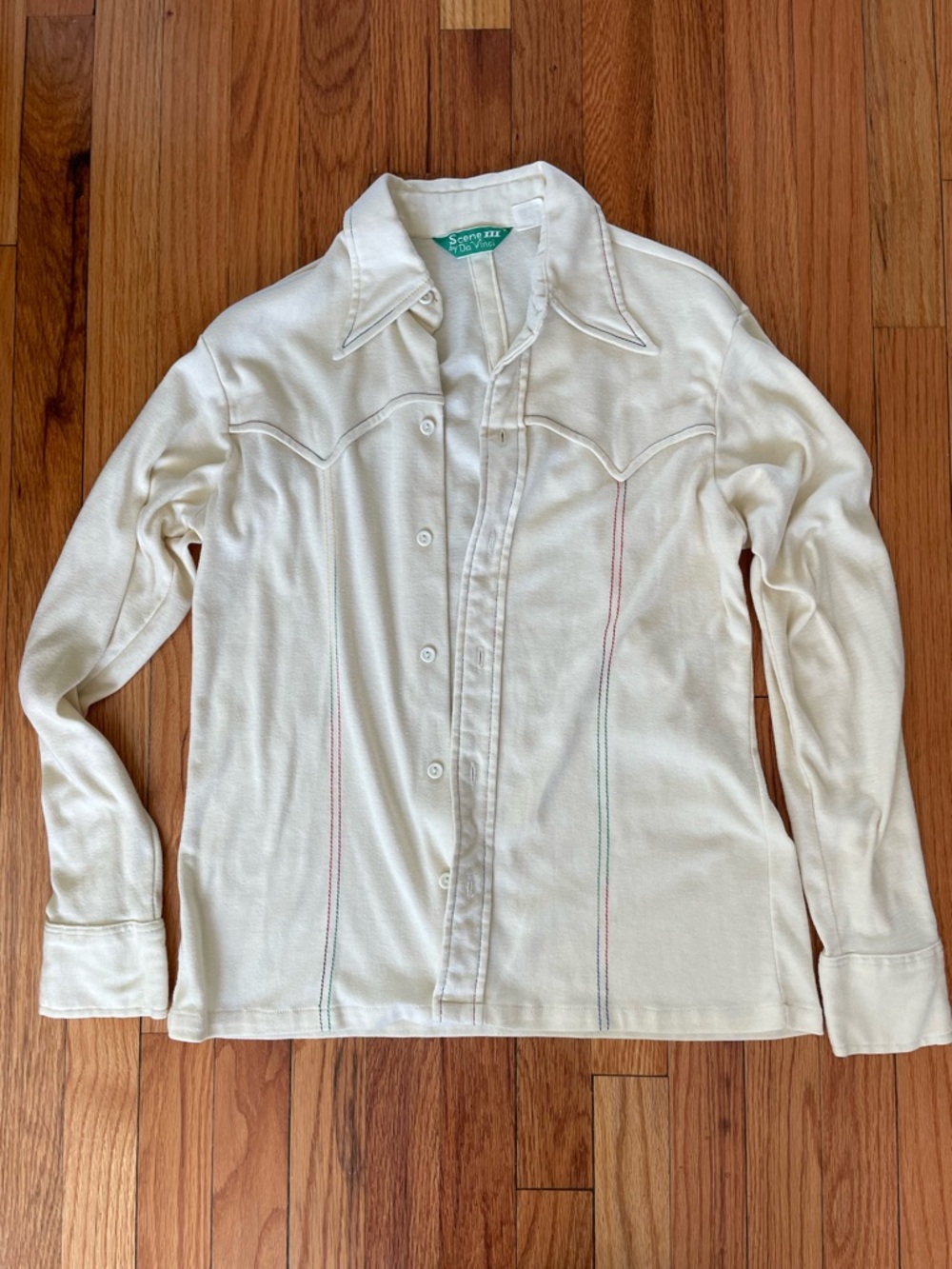 Cream Western-Style Button Front Shirt - VINTAGE 70’s Scene III by Da Vinci